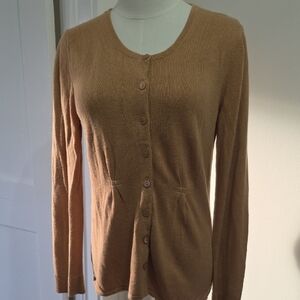 Coldwater Creek Camel Button-Up Lightweight Cardigan